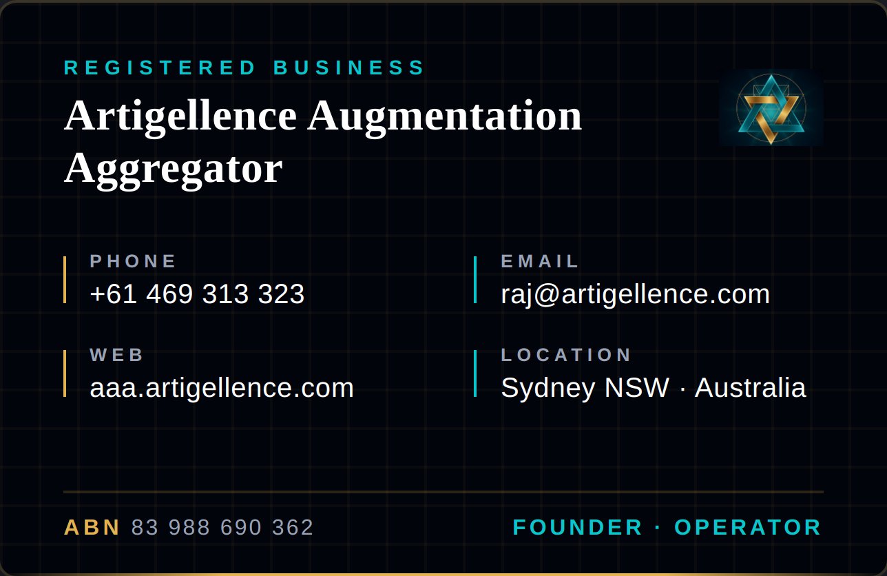 Artigellence Augmentation Aggregator · ABN 83 988 690 362